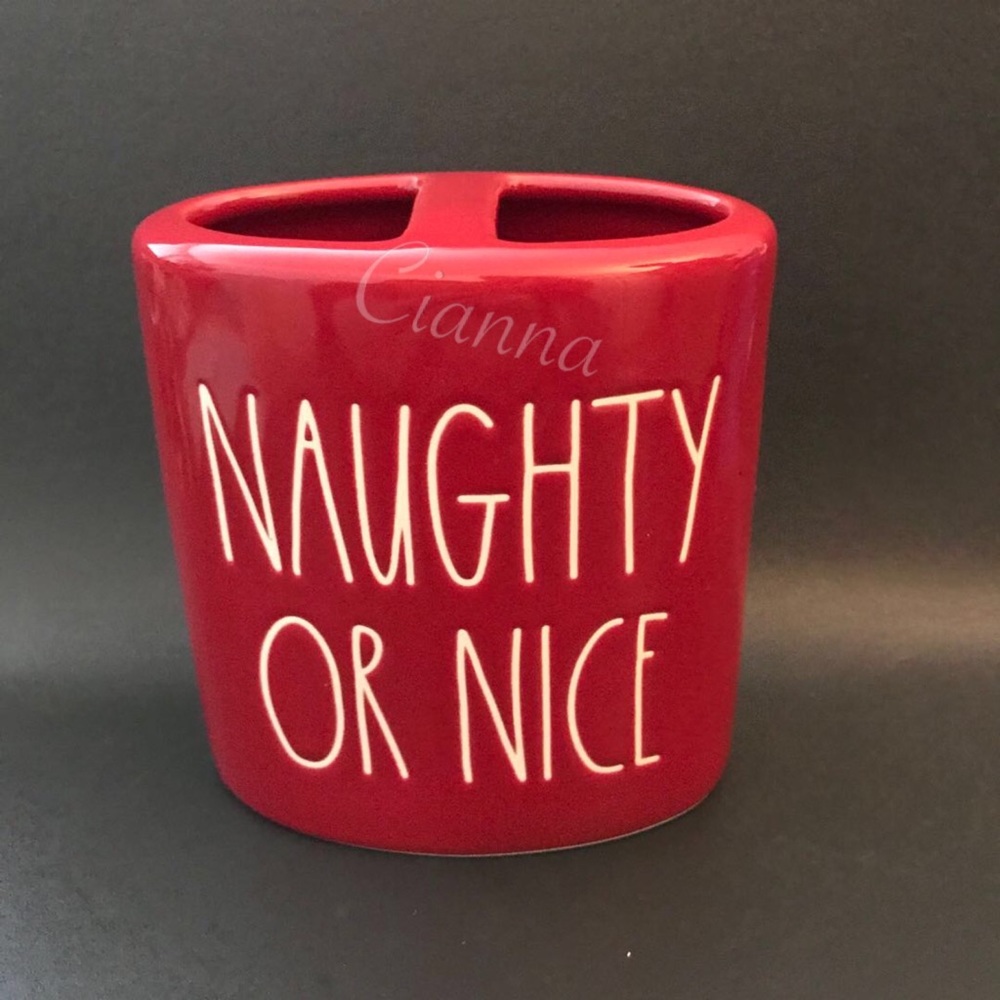 Rae Dunn Naughty or Nice Brushes Holder